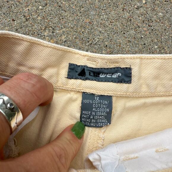 VTG 90s Liz Wear size 12 cotton butter cream yellow high rise pleated mom shorts - Picture 2 of 8